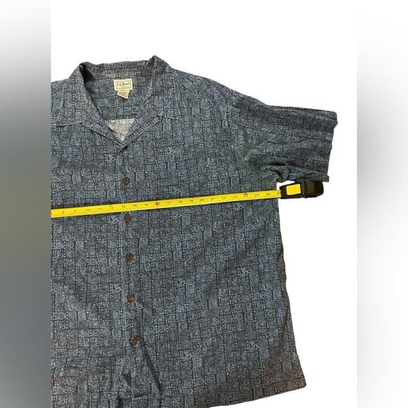 L.L. Bean Mens/Teen Geometric Print Hawaiian Shades of Blue Size XL Aloha Tribal - Picture 5 of 5